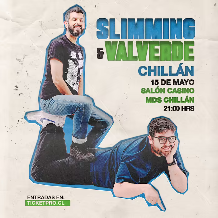 Ven a reír al Show de Luis Slimming & Marcelo Valverde en Salón Casino MDS Chillán el día 15 de Mayo a las 21:00hrs.