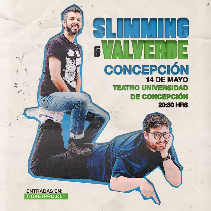 Ven a reír al Show de Luis Slimming & Marcelo Valverde en Teatro Universidad de Concepción el día 14 de Mayo a las 20:30hrs.