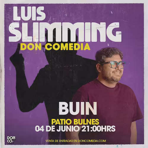 Ven a reír al show de Luis Slimming en Patio Bulnes, Buín el día 04 de Junio 2025 a las 21:00hrs.