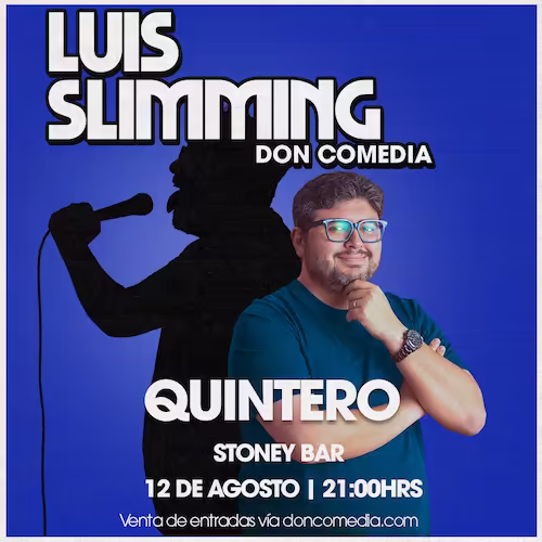 Ven a reír al show de Luis Slimming en Stoney Bar el día 12 de Agosto de 2025 a las 21:00hrs.